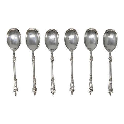 1903 Antique Edwardian Era Apostle Set Six Tea Spoons Silversmith Atkin Brothers Sheffield Hallmarks