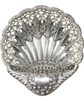 1903 Antique Edwardian Era Shell Shaped Sterling Silver Pierced Dish Silversmith Atkin Brothers Sheffield Hallmarks
