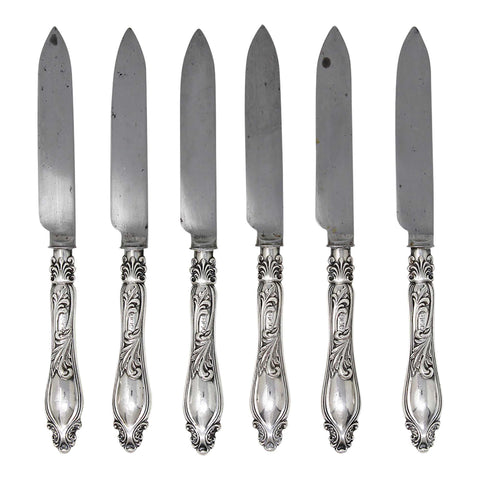 1903 Antique Edwardian Era Sterling Silver Handles Fruit Knives Silversmiths Sutherland & Roden (George Guirren Rhoden) Sheffield Hallmarks