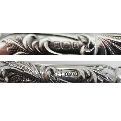 1903 Antique Edwardian Era Sterling Silver Handles Fruit Knives Silversmiths Sutherland & Roden (George Guirren Rhoden) Sheffield Hallmarks