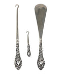 1903 Antique Edwardian Era Sterling Silver Handles Shoe horn and 2 Button hooks with original Case Silversmith W J Myatt & Co Birmingham Hallmarks