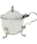 1903 Antique Edwardian Era Sterling Silver Mustard Pot with Blue Glass Liner Silversmiths Robert Pringle & Sons Birmingham Hallmarks