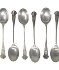 1903 Antique Edwardian Era Sterling Silver Set Six Tea Spoons Silversmith Walker & Hall Sheffield Hallmarks
