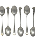 1903 Antique Edwardian Era Sterling Silver Set Six Tea Spoons Silversmith Walker & Hall Sheffield Hallmarks
