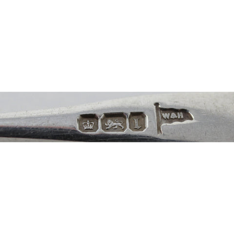 1903 Antique Edwardian Era Sterling Silver Set Six Tea Spoons Silversmith Walker & Hall Sheffield Hallmarks