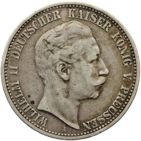 1904 A 2 Mark German states Prussia Coin Silver Wilhelm II