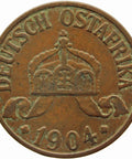 1904 A German East Africa one Heller Wilhelm II Bronze coin