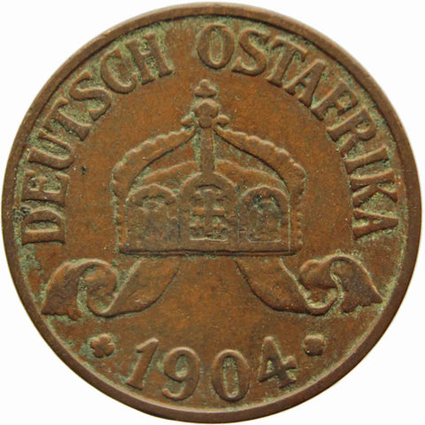 1904 A German East Africa one Heller Wilhelm II Bronze coin