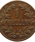 1904 A German East Africa one Heller Wilhelm II Bronze coin