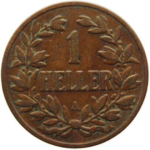 1904 A German East Africa one Heller Wilhelm II Bronze coin