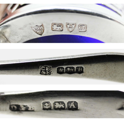 1904 Antique Edwardian Era Pair Sterling Silver Salt Cellars Silversmith Haseler Brothers (Edward John Haseler & Noble Haseler) Chester Hallmarks