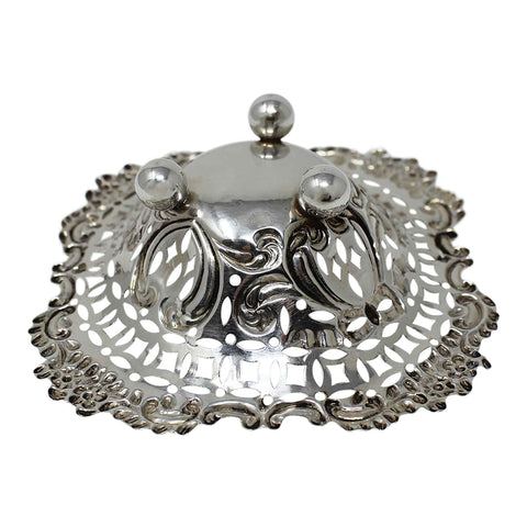 1904 Antique Edwardian Era Sterling Silver Pierced Bon Bon Dish Silversmith William Devenport Birmingham Hallmarks