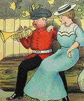 1904’s Antique Comic Postcard “There was a young bandsmen of dee, tried to play with a girl on his knee.."