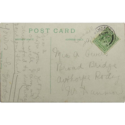 1904’s Antique Comic Postcard “There was a young bandsmen of dee, tried to play with a girl on his knee.."