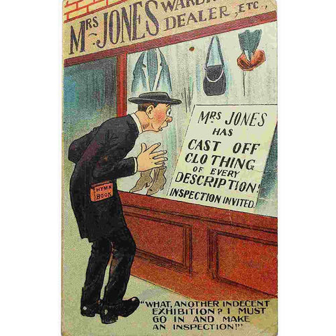 1904s Antique Comic Postcard “What, another indecent exhibition”