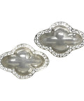 1905 Antique Edwardian Era Quatrefoil Shape Pair Sterling Silver Pierced Dishes Silversmith Cohen & Charles London Hallmarks