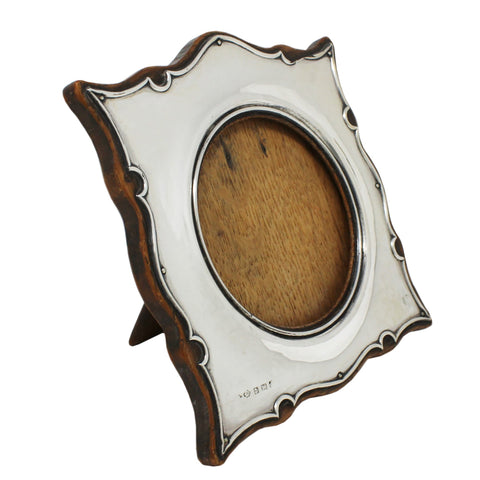 1905 Antique Edwardian Era Sterling Silver and wooden Photo frame Silversmiths William Hutton & Sons Ltd Birmingham Hallmarks