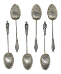 1905 Antique Edwardian Era Sterling Silver Apostle Set Six Tea Spoons with original Case Silversmith William Devenport Birmingham Hallmarks