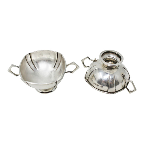 1905 Antique Edwardian Era Sterling Silver Pair Salt Cellars Silversmith William Hutton & Sons Ltd Birmingham Hallmarks