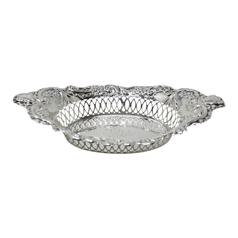 1905 Antique Edwardian Era Sterling Silver Pierced Bon Bon Dish Silversmith Henry Williamson Ltd. Birmingham Hallmarks