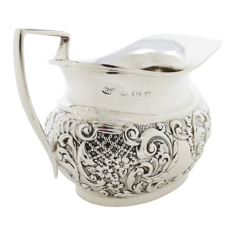 1905 Antique Victorian Era Sterling Silver Cream Jug Silversmith William Aitken Birmingham Hallmarks