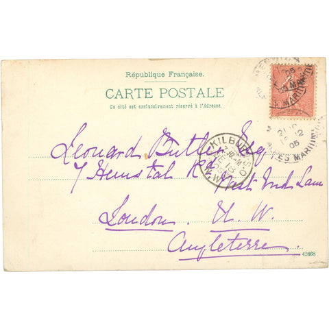 1905 Menton, France –The Harbor Postcard