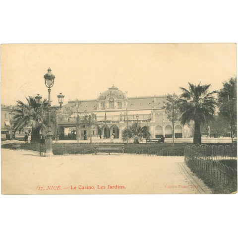 1905 Nice, France - Le Casino and Les Jardins Postcard