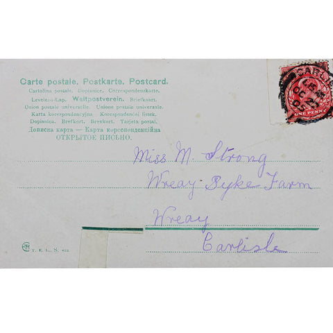 1905s Edwardian Era Romantic Love Postcard King Edward VII One Penny Stamp