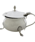 1906 Antique Edwardian Era Sterling Silver Mustard Pot with Blue Glass Liner Silversmiths George Nathan & Ridley Hayes Birmingham Hallmarks