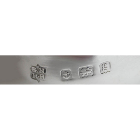 1906 Antique Edwardian Era Sterling Silver Mustard Pot with Blue Glass Liner Silversmiths George Nathan & Ridley Hayes Birmingham Hallmarks