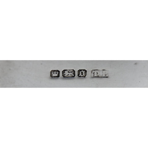 1906 Antique Edwardian Era Sterling Silver Mustard Pot with Blue Glass Liner Silversmiths Levesley Brothers (Thomas Levesley) Sheffield Hallmarks