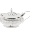 1906 Antique Edwardian Era Sterling Silver Mustard Pot with Blue Glass Liner Silversmiths Levesley Brothers (Thomas Levesley) Sheffield Hallmarks
