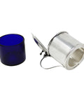 1906 Antique Edwardian Era Sterling Silver Mustard Pot with Blue Glass Liner Silversmiths William Hutton & Sons Ltd Birmingham Hallmarks