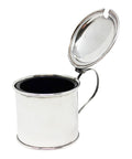1906 Antique Edwardian Era Sterling Silver Mustard Pot with Blue Glass Liner Silversmiths William Hutton & Sons Ltd Birmingham Hallmarks