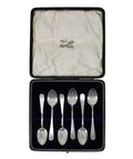 1906 Antique Edwardian Era Sterling Silver Set Six Tea Spoons with original Case Silversmith James Deakin & Sons (John & William F Deakin) Sheffield Hallmarks