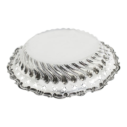 1906 Edwardian Era Antique Sterling Silver Pierced Dish Silversmith Walker & Hall Sheffield Hallmarks