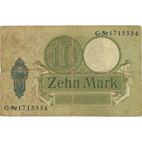 1906 Germany 10 Mark Banknote