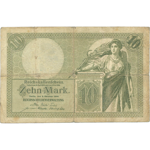 1906 Germany 10 Mark Banknote