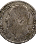 1907 50 Centimes Belgium Leopold II Coin Silver Dutch text