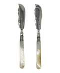 1907 Antique Edwardian Era Pair Solid Silver Butter Knives with original Case Silversmith Hilliard & Thomason Birmingham Hallmarks