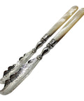 1907 Antique Edwardian Era Pair Solid Silver Butter Knives with original Case Silversmith Hilliard & Thomason Birmingham Hallmarks