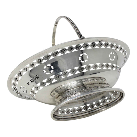 1907 Antique Edwardian Era Sterling Silver Sweets Basket Silversmith Thomas Bradbury & Sons Ltd London Hallmarks