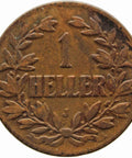1907 J German East Africa one Heller Wilhelm II Bronze coin