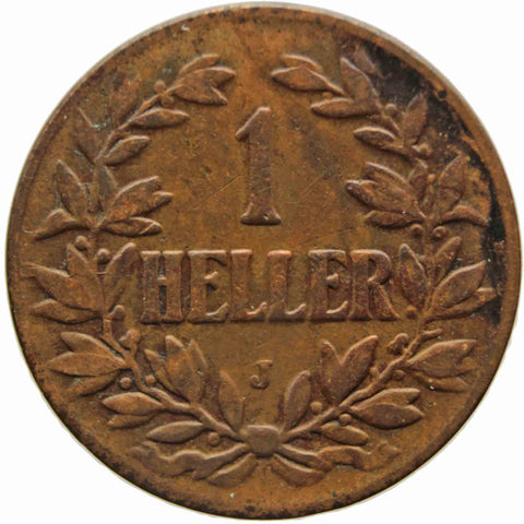 1907 J German East Africa one Heller Wilhelm II Bronze coin