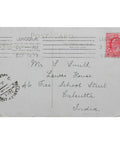 1907 United Kingdom Lewes Martyr’s Monument Postcard shipped to 46 Free School Street Calcutta India