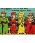 1908 Antique Comic Postcard Aldershot Girls King Edward VII Halfpenny Stamp
