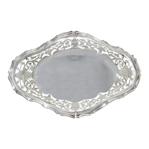 1908 Antique Edwardian Era Large Sterling Silver Pierced Basket Silversmith R F Mosley & Co (Robert Fead Mosley) Sheffield Hallmarks