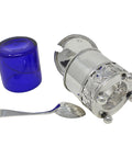 1908 Antique Edwardian Era Sterling Silver Mustard Pot with Blue Glass Liner Birmingham Hallmarks
