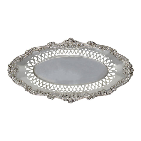 1908 Antique Edwardian Era Sterling Silver Pierced Bon Bon Dish Silversmith John Henry Wynn Birmingham Hallmarks