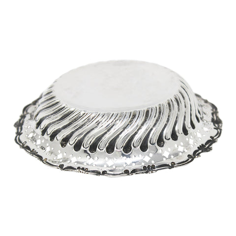 1908 Antique Edwardian Era Sterling Silver Pierced Bon Bon Dish Silversmith William Devenport Birmingham Hallmarks